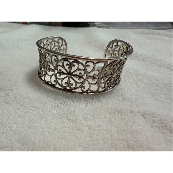 Sterling Silver Scroll Filigree Cuff Bracelet 925